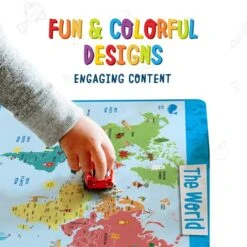 Educational Placemats For Kids: Solar System, Human Body Chart, World Geography, And USA Map – Set Of 4 Reusable, Non-Slip, Silicone Eating Mats For Kitchen Counter Or Dining Table, Explore