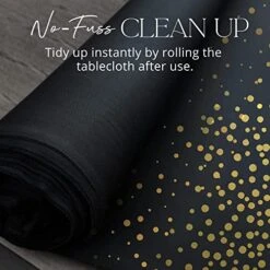 Black Plastic Party Tablecloth - Use As Birthday Table Cloth, Banners, & Backdrops, Waterproof Black Color Tablecloth With Gold Confetti Dots, 2-Pack Premium Disposable Tablecloths -Generic Furniture Shop 51W97oUL9tL