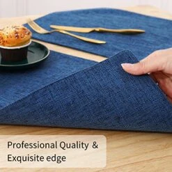 Cotton Linen Placemats For Dining Table Set Of 6, Heat Resistant Washable Table Mats, Easy To Clean Place Mats, 13" X 19", Blue -Generic Furniture Shop 51W9RTLPn9L
