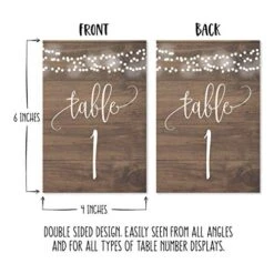 1-25 Rustic Wood Lights Table Number Double Sided Signs For Wedding Reception, Restaurant, Birthday Party Calligraphy Printed Numbered Card Centerpiece Decoration Setting Reusable Frame Stand 4x6 Size -Generic Furniture Shop 51WGmcksqBL