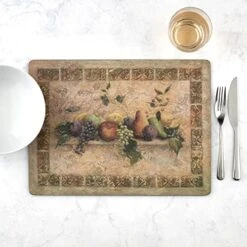 Pimpernel Tuscan Palette Collection Placemats | Set Of 4 | Heat Resistant Mats | Cork-Backed Board | Hard Placemat Set For Dining Table | Measures 15.7” X 11.7” -Generic Furniture Shop 51WaxYzcwFL