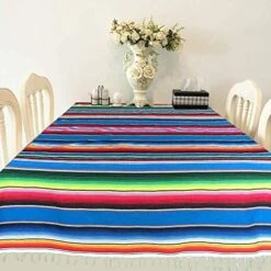 Mexican Serape Blanket Tablecloth 59 X 84 Inch For Mexican Wedding Party Decorations Outdoor Picnics Dining Table, Large Square Cotton Table Cloth -Generic Furniture Shop 51WchJTNeBL