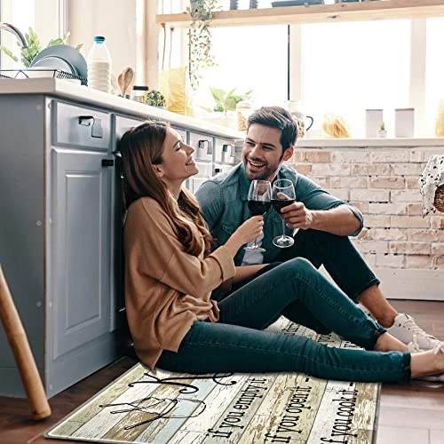 Kitchen Mat Set Of 2, Kitchen Rugs Anti-Fatigue Non-Slip Kitchen Floor Mats Waterproof Standing Mat With Sayings, Warming Gifts For Kitchen Decor, 17"x 30"+17"x 47" 4 Kitchen Mat Set Of 2, Kitchen Rugs Anti-Fatigue Non-Slip Kitchen Floor Mats Waterproof Standing Mat With Sayings, Warming Gifts For Kitchen Decor, 17"x 30"+17"x 47" - Image 4