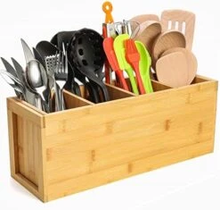 Extra Large Bamboo Utensil Holder, 4 Sections Kitchen Utensil Holder Organizer For Countertop, Cooking Utensil Caddy Farmhouse Utensils Holder Utensil Crock For Kitchen Counter -Generic Furniture Shop 51WiKdDw2PL. AC