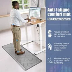 Kitchen Mats 2 PCS Cushioned Anti Fatigue Kitchen Rugs And Mat, 1/2 Inch Thick Waterproof Non Slip Kitchen Rug Set, PVC Non Skid Comfort Cushion Mat For Kitchen Floor Sink Office Laundry, Grey 9 Kitchen Mats 2 PCS Cushioned Anti Fatigue Kitchen Rugs And Mat, 1/2 Inch Thick Waterproof Non Slip Kitchen Rug Set, PVC Non Skid Comfort Cushion Mat For Kitchen Floor Sink Office Laundry, Grey -Generic Furniture Shop 51WmFK5IupL