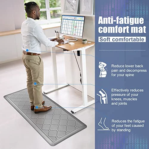 Kitchen Mats 2 PCS Cushioned Anti Fatigue Kitchen Rugs And Mat, 1/2 Inch Thick Waterproof Non Slip Kitchen Rug Set, PVC Non Skid Comfort Cushion Mat For Kitchen Floor Sink Office Laundry, Grey 4 Kitchen Mats 2 PCS Cushioned Anti Fatigue Kitchen Rugs And Mat, 1/2 Inch Thick Waterproof Non Slip Kitchen Rug Set, PVC Non Skid Comfort Cushion Mat For Kitchen Floor Sink Office Laundry, Grey - Image 4