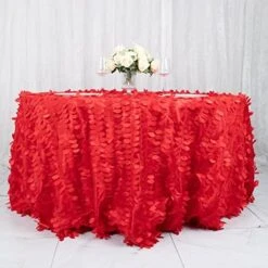 72"X72" White 3D Leaf Petal Taffeta Fabric Table Overlay -Generic Furniture Shop 51X66RvX9ML. AC