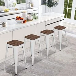 24 Inch Bar Stools Set Of 4 Counter Height Stools Stackable Bar Stool Backless Metal Barstools White Cream Counter Stools Indoor For Kitchen & Island&Dining Chairs Set Of 4 18 24 Inch Bar Stools Set Of 4 Counter Height Stools Stackable Bar Stool Backless Metal Barstools White Cream Counter Stools Indoor For Kitchen & Island&Dining Chairs Set Of 4 -Generic Furniture Shop 51XJcQdxi4L