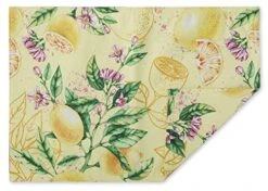 100% Polyester Placemats For Dining Table Set Of 6, Reversable & Waterproof For Indoor Or Outdoor Use, Heat-Resistant Non-Slip Place Mats For Kitchen Table Mats 13 X 19 Inch, Lemon Bliss