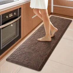 2PCS Kitchen Mat Cushioned Anti-Fatigue Floor Mat,Waterproof Non-Slip Standing Mat,Ergonomic Comfort Floor Mat Rug For Home,Office,Sink,Laundry,Desk(17.3"x28"+17.3"x60",Brown) -Generic Furniture Shop 51XrujmDsRL. AC