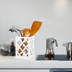 Vintage Decorative Kitchen Utensil Holder Cooking Utensil Organizer Good Gift For Cooking, White, 5.4" L X 5.4" W X7 H 13 Vintage Decorative Kitchen Utensil Holder Cooking Utensil Organizer Good Gift For Cooking, White, 5.4" L X 5.4" W X7 H -Generic Furniture Shop 51YJy3EfubL