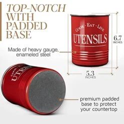 Walford Home Original Kitchen Utensil Holder Crock, Red With Premium Padded Base - Vintage Farmhouse Home Kitchen Decor - Large Kitchen Tool Utensil Storage Caddy Organizer 12 Walford Home Original Kitchen Utensil Holder Crock, Red With Premium Padded Base - Vintage Farmhouse Home Kitchen Decor - Large Kitchen Tool Utensil Storage Caddy Organizer -Generic Furniture Shop 51YWLEt0RXL