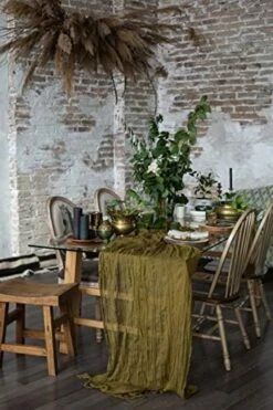 Table Runner 25x170 Inches Cheesecloth Tablecloth For Romantic Wedding Rustic Boho Style Natural Elegant Gauze Decor (Light Olive) -Generic Furniture Shop 51YYeOa7XkL. AC