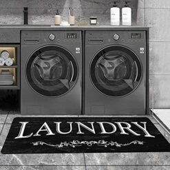 ABREEZE Black Laundry Room Runner Rug Laundry Room Rug Laundry Floor Mat Durable Washhouse Mat Black Rug Non-Slip Doormat Farmhouse Rug (20"x59", Black Flower)… -Generic Furniture Shop 51Z0z3CWeUL. AC