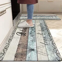 Farmhouse Anti Fatigue Kitchen Rug Sets 2 Piece Non Slip Cushioned Kitchen Rugs And Mats Set Waterproof Kitchen Mats For Floor Kitchen Carpet Rug Runner For Sink Laundry Standing
