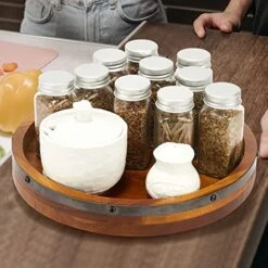 12 Inch Acacia Wood Lazy Susan Turntable For Table, Kitchen Turntable Organizer, 360 Degree Decorative Turntable For Countertop Cabinet Or Centerpieces 8 12 Inch Acacia Wood Lazy Susan Turntable For Table, Kitchen Turntable Organizer, 360 Degree Decorative Turntable For Countertop Cabinet Or Centerpieces -Generic Furniture Shop 51ZGjTvda9L