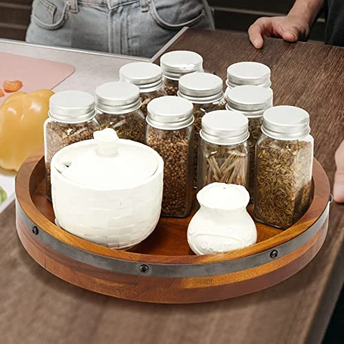 12 Inch Acacia Wood Lazy Susan Turntable For Table, Kitchen Turntable Organizer, 360 Degree Decorative Turntable For Countertop Cabinet Or Centerpieces 3 12 Inch Acacia Wood Lazy Susan Turntable For Table, Kitchen Turntable Organizer, 360 Degree Decorative Turntable For Countertop Cabinet Or Centerpieces - Image 3