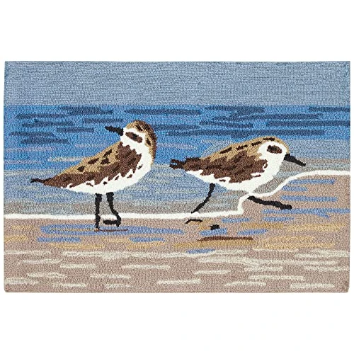 Liora Manne Frontporch Indoor Outdoor Rug - Novelty Design, Hand Hooked, Weather Resistant, UV Stabilized, Foyers, Porches, Patios & Decks, Coastal, Bird, Contemporary, Sandpipers Lake, 2' X 5' 1 Liora Manne Frontporch Indoor Outdoor Rug - Novelty Design, Hand Hooked, Weather Resistant, UV Stabilized, Foyers, Porches, Patios & Decks, Coastal, Bird, Contemporary, Sandpipers Lake, 2' X 5'