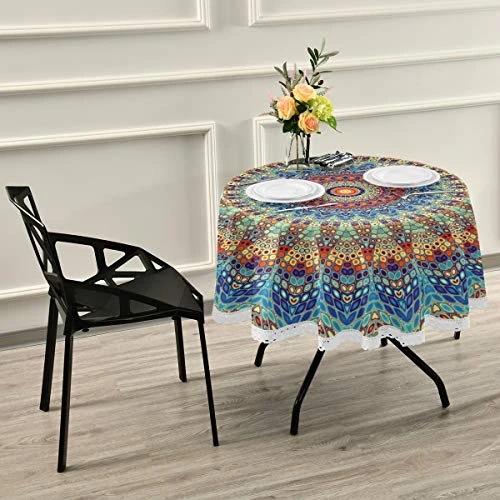 Mandala Round Tablecloth 60 Inch Macrame Lace Table Cloth Table Cover For Kitchen Dinning Tabletop Decor 6 Mandala Round Tablecloth 60 Inch Macrame Lace Table Cloth Table Cover For Kitchen Dinning Tabletop Decor - Image 6
