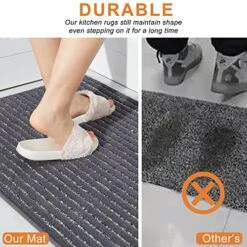 BEQHAUSE Kitchen Floor Mat Dark Grey Kitchen Rugs Non Slip Machine Washable Kitchen Mat Set Of 2 With TPR Backing 100% Polyester Soft And Absorbent Kitchen Mats For Floor 20x30inch/20x48inch -Generic Furniture Shop 51ZyfJ8xE1L