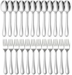 24-Piece Hammered Forks And Spoons Silverware Set, E-far Stainless Steel Square 12 Dinner Forks And 12 Dinner Spoons, Modern Metal Flatware Cutlery For Kitchen And Restaurant, Dishwasher Safe-7.9 Inch -Generic Furniture Shop 51a9alJjwwL. AC