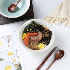 Ceramic Japanese Ramen Bowl Set, 2 Sets 8 Inch 40 Ounce Asian Pho Udon Noodle Bowls With Spoons And Chopsticks (Green) -Generic Furniture Shop 51aJc43w4ZS