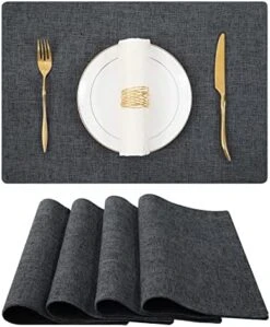 Cotton Linen Placemats For Dining Table Set Of 6, Heat Resistant Washable Table Mats, Easy To Clean Place Mats, 13" X 19", Blue -Generic Furniture Shop 51aKm32tEPL. AC