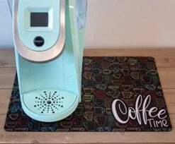Coffee Mat Placemat For Your Coffee Maker Or Espresso Machine - TWO SIZES Washable Spill Mat For Your Coffee Bar - Made In The USA (Coffee Time, 12 X 18) -Generic Furniture Shop 51aN1tiG8vL