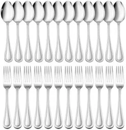 24-Piece Hammered Forks And Spoons Silverware Set, E-far Stainless Steel Square 12 Dinner Forks And 12 Dinner Spoons, Modern Metal Flatware Cutlery For Kitchen And Restaurant, Dishwasher Safe-7.9 Inch -Generic Furniture Shop 51aRL70BPDL. AC