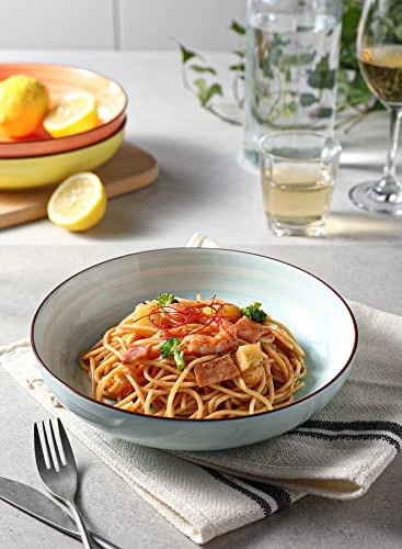 128.003 Porcelain Salad Pasta Bowls - 30 Ounce - Set Of 6, Cool Assorted Colors 3 128.003 Porcelain Salad Pasta Bowls - 30 Ounce - Set Of 6, Cool Assorted Colors - Image 3