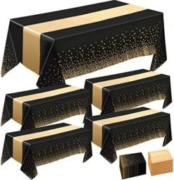 8 Pack Tablecloths And Satin Table Runner,Black And Gold Dot Tablecloth 54 X 108 Inch,Gold Satin Table Runners 11 X 108 Inch,Disposable Plastic Table Cloths For Parties Wedding Birthday Anniversary 14 8 Pack Tablecloths And Satin Table Runner,Black And Gold Dot Tablecloth 54 X 108 Inch,Gold Satin Table Runners 11 X 108 Inch,Disposable Plastic Table Cloths For Parties Wedding Birthday Anniversary -Generic Furniture Shop 51aaMvmQAJL. AC