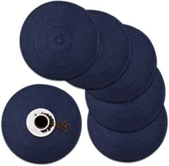 Round Placemats, Crossweave Heat Resistant Woven Round Place Mats Diameter 13.5 Inch For Kitchen Table Set Of 6 (Nautical Blue) -Generic Furniture Shop 51aiBlsoMBL. AC