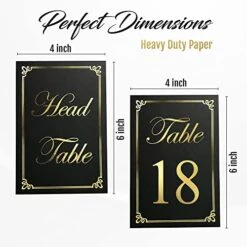 GENERIC Black And Gold Table Numbers Cards, Numbered 1-30 And Head Table Card, Wedding Table Numbers, Table Seating Cards, Gold Table Numbers Perfect For Wedding Reception -Generic Furniture Shop 51alt7PdybL