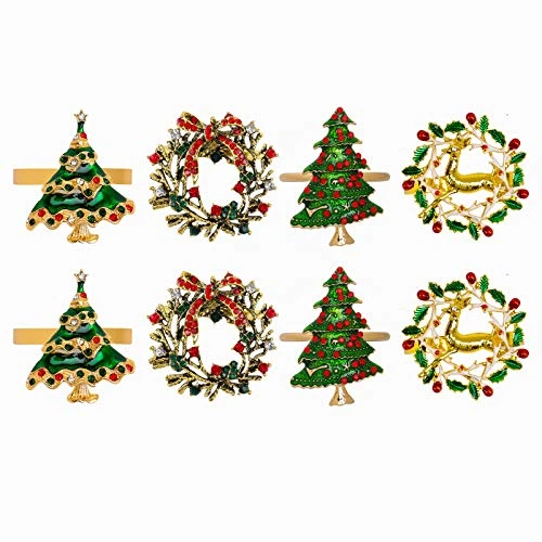 8 Pieces Christmas Napkin Rings Wreath Christmas Tree Napkin Holders Table Decor Set For Christmas Holiday Dinner Wedding Party Banquet Dinning Table Decoration 1 8 Pieces Christmas Napkin Rings Wreath Christmas Tree Napkin Holders Table Decor Set For Christmas Holiday Dinner Wedding Party Banquet Dinning Table Decoration