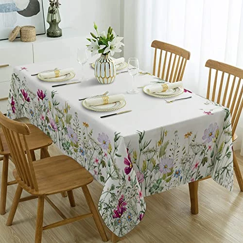 Spring Tablecloth Rectangle 52 X 70 Plant Floral Table Cloth Waterproof Oil-Proof Summer Flowers Wildflower Kitchen Spillproof Tablecloths Table Cover For Indoor And Outdoor Use 4 Spring Tablecloth Rectangle 52 X 70 Plant Floral Table Cloth Waterproof Oil-Proof Summer Flowers Wildflower Kitchen Spillproof Tablecloths Table Cover For Indoor And Outdoor Use - Image 4