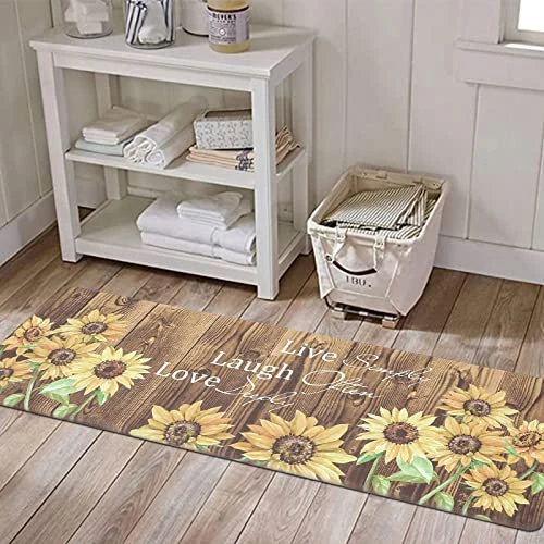 2Pcs Kitchen Rug Runner Set Anti Fatigue Sunflower Mats For Home Office Non Slip Waterproof Heavy Duty Comfort Standing Mats(17''x28''+17''x47'', Burlywood) 5 2Pcs Kitchen Rug Runner Set Anti Fatigue Sunflower Mats For Home Office Non Slip Waterproof Heavy Duty Comfort Standing Mats(17''x28''+17''x47'', Burlywood) - Image 5