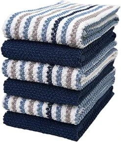Premium Kitchen Towels (16”x 26”, 6 Pack) | Large Cotton Kitchen Hand Towels | Popcorn Striped Design | Dish Towels | 430 GSM Highly Absorbent Tea Towels Set With Hanging Loop | Blue -Generic Furniture Shop 51bHFUHRWbL. AC