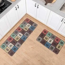 Anti Fatigue Comfort Kitchen Standing Desk Mat Decorative Ergonomic Floor Pad Kitchen Rug Waterproof Stain Resistance Non Slip Kitchen Set, 17.3''x27.6''+17.3''x47.2'', Eat Well -Generic Furniture Shop 51bVIbAJLnL. AC