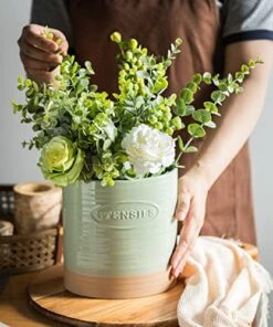 YHOSSEUN Kitchen Utensil Crock For Farmhouse Decor Utensil Holder For Countertop Organizer Extra-Large Utensil Caddy Porcelain, Oval, Green 18 YHOSSEUN Kitchen Utensil Crock For Farmhouse Decor Utensil Holder For Countertop Organizer Extra-Large Utensil Caddy Porcelain, Oval, Green -Generic Furniture Shop 51c3FoDsWEL