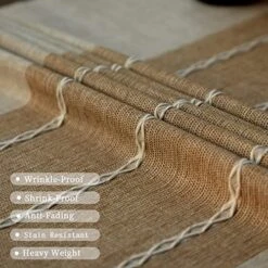 Middle Embroidery Table Cloth Washable Cotton Linen Tassel Tablecloth, Rectangle Wrinkle Free Anti-Fading Table Cover For Kitchen Dinning Thanksgiving Christmas (55 X 86 Inch, Brown) -Generic Furniture Shop 51cB7MxpVLL