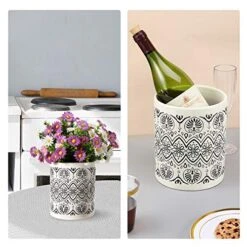 Kitchen Utensil Holder For Countertop, Large Ceramic Utensil Holder Farmhouse Utensil Crock For Kitchen & Dining Table, White Cooking Utensil Holder, Graffiti Style 002 -Generic Furniture Shop 51cCJbUr6sL