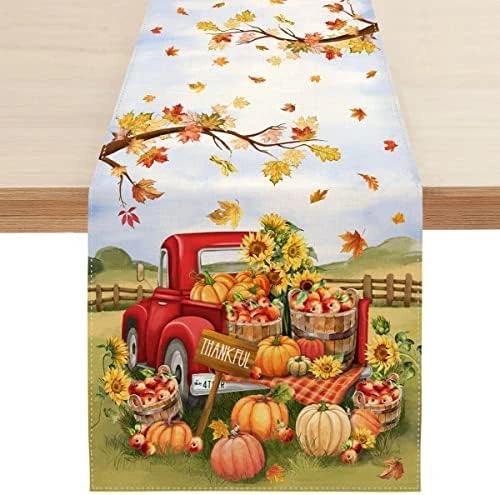 Fall Pumpkin Placemats For Dining Table, 12 X 18 Inch Farm Apples Sunflower Truck Autumn Thanksgiving Seasonal Holiday Decoration Rustic Washable Table Mats Set Of 4 5 Fall Pumpkin Placemats For Dining Table, 12 X 18 Inch Farm Apples Sunflower Truck Autumn Thanksgiving Seasonal Holiday Decoration Rustic Washable Table Mats Set Of 4 - Image 5