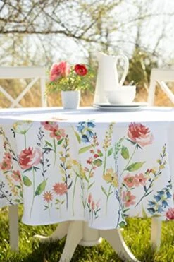 Indoor-Outdoor Spillproof Fabric Tablecloth For Spring/Summer/Party/Picnic (70" Round With Umbrella Hole, Angelica) -Generic Furniture Shop 51cc8POLVfL