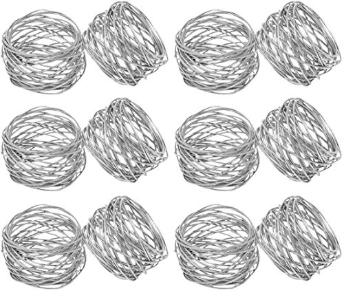 Handmade Round Mesh Napkin Rings Holder For Dinning Table Parties Everyday (Silver, 12) 1 Handmade Round Mesh Napkin Rings Holder For Dinning Table Parties Everyday (Silver, 12)