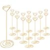 16pcs Place Card Holders, 8.75 Inches Tall Table Number Holders, Gold Picture Holder For Tables With Heart Shaped Clip For Wedding, Photos, Food Signs, Memo Notes, Restaurant, Birthday