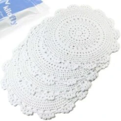 Kilofly Handmade Crochet Round Cotton Lace Table Placemats Doilies Value Pack [Set Of 4], Medallion, 9.8 X 9.6 Inch, White -Generic Furniture Shop 51dACLn0cL. AC