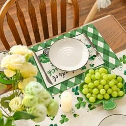 Diamond Plaid Truck Shamrock Lucky St. Patrick's Day Placemats Set Of 4, 12x18 Inch Spring Table Mats For Party Kitchen Dining Decoration -Generic Furniture Shop 51dAW80R6yL