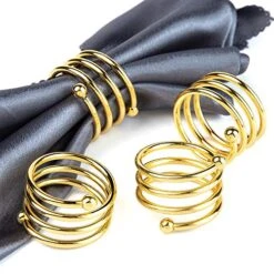 6Pcs Gold Napkin Rings Round Napkin Holders Buckles For Wedding, Dinner Party, Table Decorations