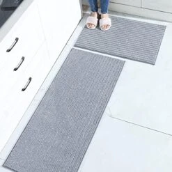 BEQHAUSE Kitchen Floor Mat Dark Grey Kitchen Rugs Non Slip Machine Washable Kitchen Mat Set Of 2 With TPR Backing 100% Polyester Soft And Absorbent Kitchen Mats For Floor 20x30inch/20x48inch -Generic Furniture Shop 51dLKTkHrML. AC