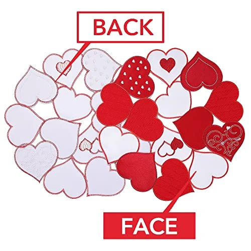 Embroidered Placemats Set Of 6, 15" Round Placemats, Marriage Proposals, Red Heart Table Placemats Indoor Outdoor Love Holiday Dining Party Decor 2 Embroidered Placemats Set Of 6, 15" Round Placemats, Marriage Proposals, Red Heart Table Placemats Indoor Outdoor Love Holiday Dining Party Decor - Image 2